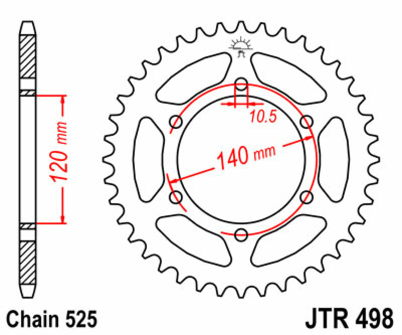 Bild von JT SPROCKETS Standard-Stahlkrone 498 - 525