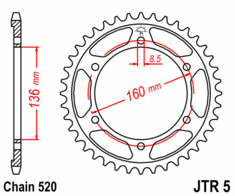 Bild von JT SPROCKETS Standardkrone aus Stahl 5 - 520