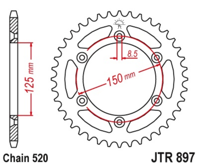 Bild von JT SPROCKETS Standard-Stahlkrone 897 - 520