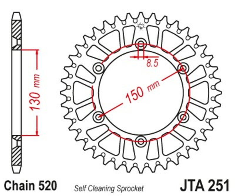 Bild von JT SPROCKETS Ultraleichte Aluminiumkrone 251 - 520