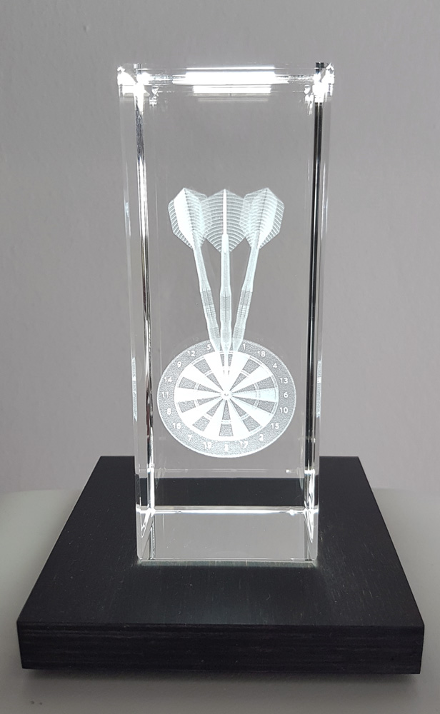Bild von Dart Pokal Glas Quader 5cm x 13cm x 5cm