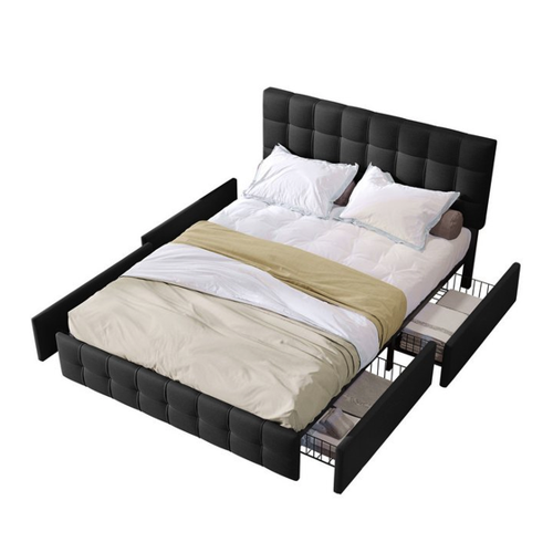 Bild von OKWISH Polsterbett Doppelbett mit Lattenrost und Stauraum