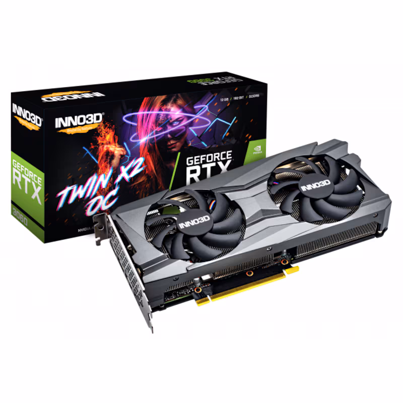 Bild von Inno3D GEFORCE RTX 3060 TWIN X2 OC - GeForce RTX 3060 - 12 GB - GDDR6 - 192 Bit - 7680 x 4320 Pixel - PCI Express x16 4.0 (N30602-12D6X-11902120H)