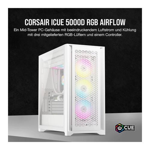 Bild von Corsair 5000D Tempered Glass Midi Tower Weiß
