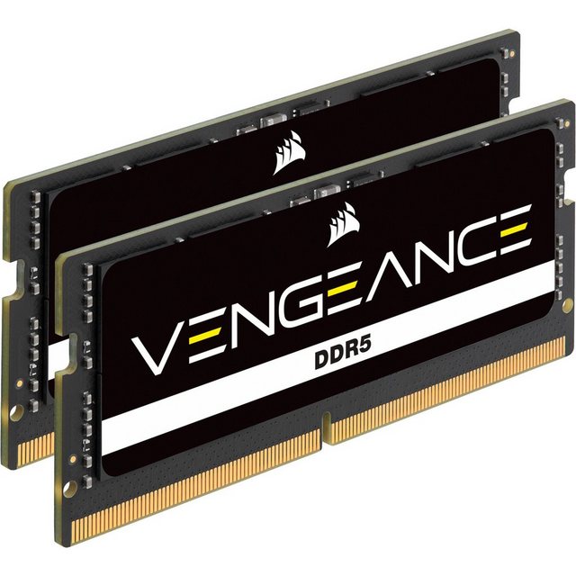Bild von Corsair DDR5, 5600MT/s 32GB 2x16GB SODIMM, Unbuffered, 48-48-48-90, Black PCB, Std PMIC, 1.1V, VENGEANCE DDR (2 x 16GB, 5600 MHz, DDR5-RAM, SO-DIMM), RAM, Schwarz