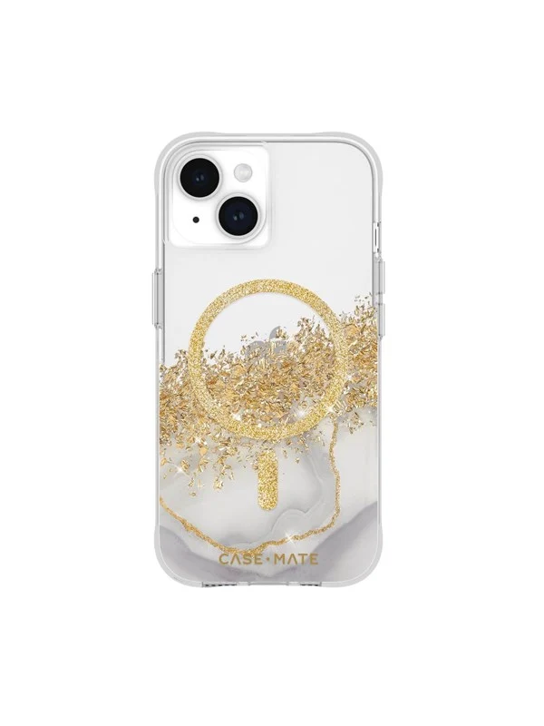 Bild von Case-Mate Karat MagSafe - Etui iPhone 15 zdobione złotem (Marble) (Apple iPhone 15), Smartphone Hülle, Transparent