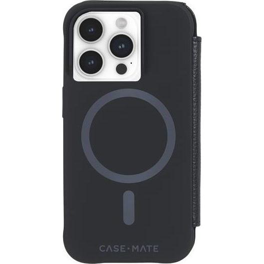 Bild von Case-Mate Wallet Echtleder MagSafe BookCase Apple iPhone 15 Pro schwarz (Apple iPhone 15 Pro), Smartphone Hülle, Schwarz
