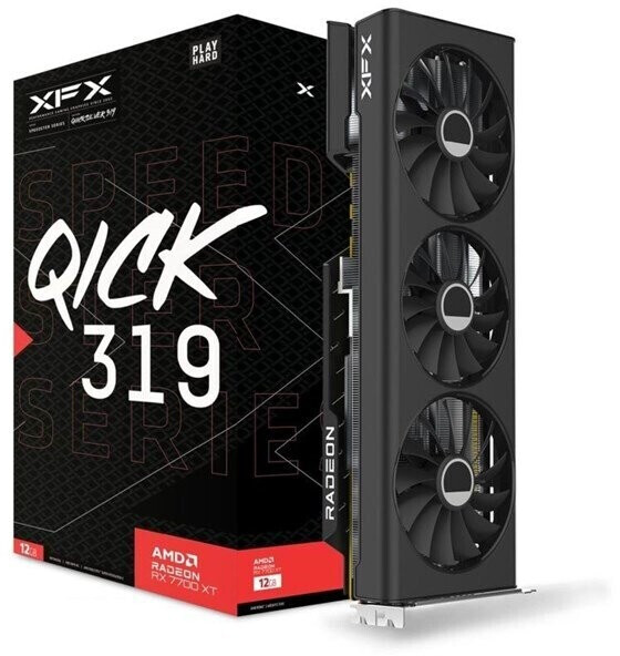 Bild von XFX RX 7700XT QICK319 Black GAMING 12GB DDR6 3xDP/HDMI 192 retail (RX-77TQICKB9)