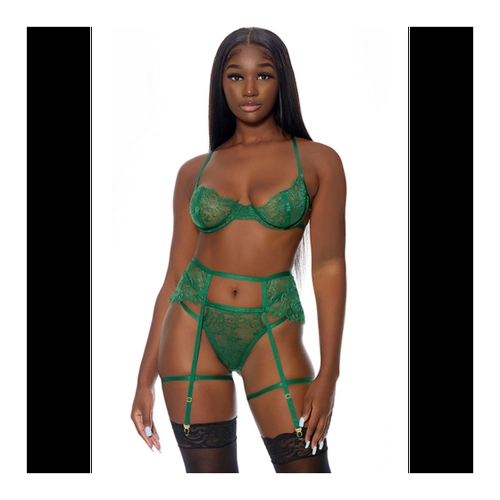 Bild von Forplay Damen Blooming Season Dessous-Set, Smaragdgrün, L (3er Pack)