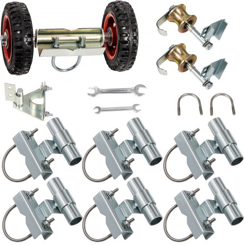 Bild von VEVOR Schiebetürbeschlag 201 Edelstahl verzinkter Stahl Schiebetürsystem 18x31,5x30cm Schiebetürset 14kg Laufschienen Set ideal für Schiebetür auf Bauernhof Weiden Geflügelställen Gutshof usw.