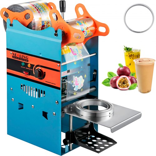 Bild von VEVOR Milchtee Versiegelungsmaschine 300 - 500 Tassen/Stunde, manuelle Teetasse Versiegelungsmaschine aus PP, PE & PET, Sealer Cup Maschine, blaue Versiegelungsmaschine für Getränke wie Milchtee usw.