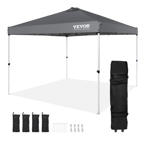 Bild von VEVOR Pavillon 304,8x304,8x320cm Gartenzelt 250D PU Silber beschichtetes Gewebe Faltpavillon inkl. Aufbewahrungstasche Partyzelt 6-8 Personen Pop up Zelt Faltzelt Gartenpavillon für Campingausflug