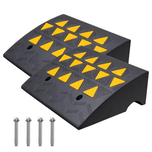 Bild von VEVOR 2x Schwellenrampe Vollgummi Türschwellenrampe Max. Tragfähigkeit bis zu 15Tonnen Bordsteinrampe 49,1x37x15,2cm Rollstuhlrampe Auffahrrampe Gummirampe Geeignet für unebenen Boden Bordsteinkanten