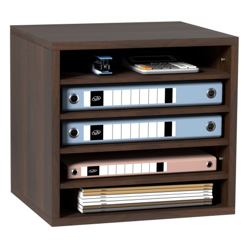 Bild von VEVOR 355 x 305 x 330 mm Briefablage Schreibtisch Organizer, 2,3–5,6 cm Einstellbar A4 Stapelbar Quer, Papierablage, Aufbewahrung Schreibtisch Ablagesystem Organisation, Ablage (Braun, 5 Fächer)