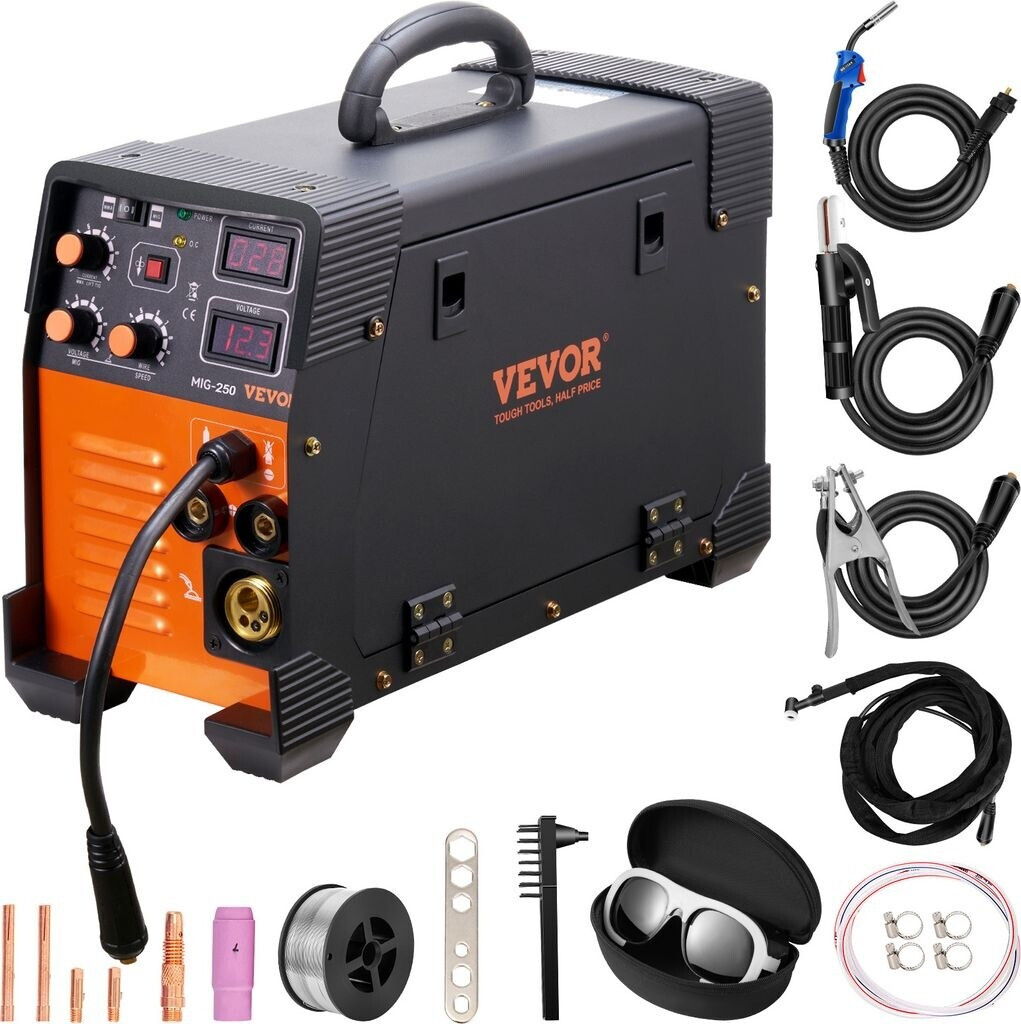 Bild von VEVOR MIG/MMA/LIFT TIG 3 in 1 Schweißgerät 50-250 A Fülldrahtschweißen(0,8 mm & 1 mm) IGBT-Technologie 2,2-12 m/min Drahtgeschwindigkeit 5,6 kVA