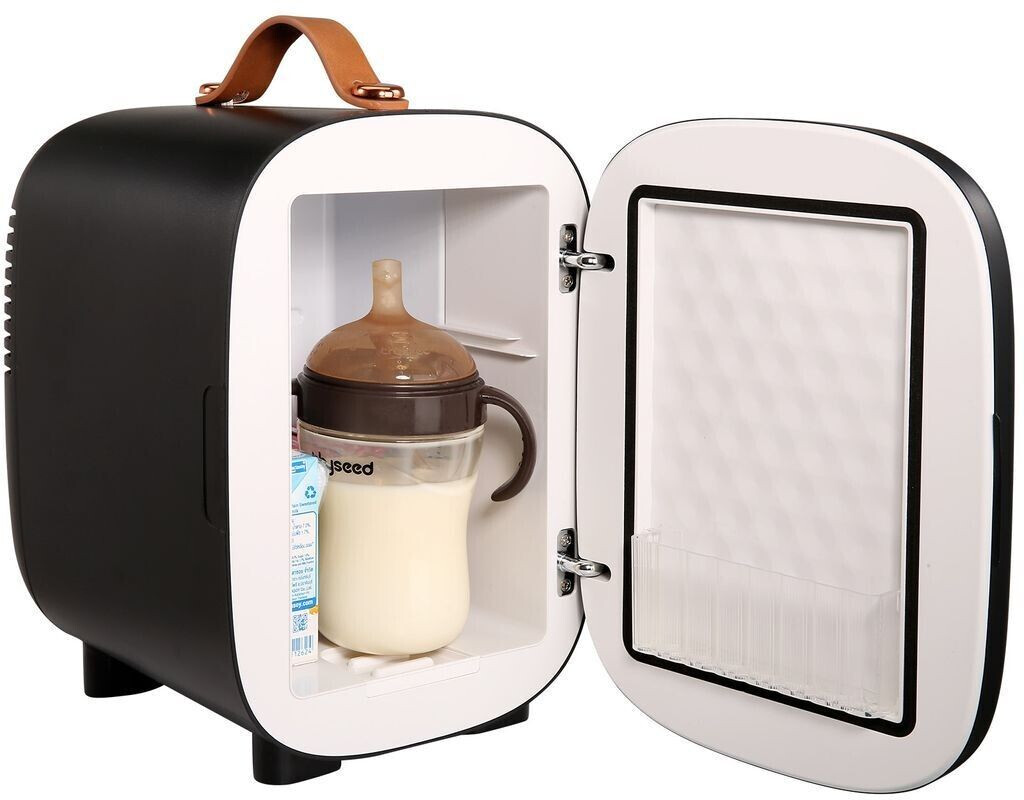 Bild von VEVOR 4 L / 6 Dosen Mini Kühlschrank, 2 in 1 Kleiner Kühlschrank Kühl- und Heizfunktion, Schloss Kompakter Getränkekühlschrank 9 V DC / 220 V AC für Büros und Schlafsäle, Getränke, Kosmetik, Shwarz