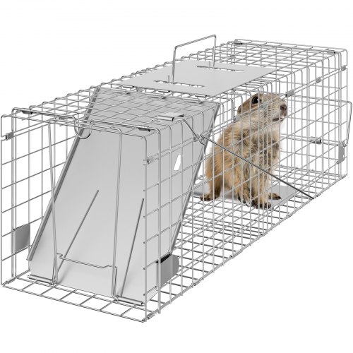 Bild von VEVOR Marderfalle 610x203x203mm Lebendfalle verzinkter Eisendraht Kaninchenfalle Tierfalle Drahtfalle Kastenfalle Universal-Fangkäfig für Waschbären Katzen Streifenhörnchen Eichhörnchen
