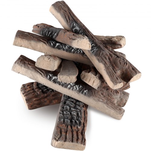 Bild von VEVOR 10er-Set Keramikholz Dekoholz aus Keramikfaser Deko Kaminholz Max. Betriebstemperatur bei 1000 ℃ Birkenholz-Aussehen ca. 280-363 mm lang Keramik-Dekorations-Holzscheite für Bioethanol-Öfen