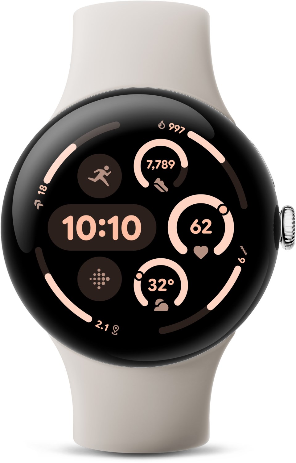 Bild von Pixel Watch 3, WiFi, 41 mm, Aluminiumgehäuse Polished Silver, Sportarmband Porcelain Smartwatch