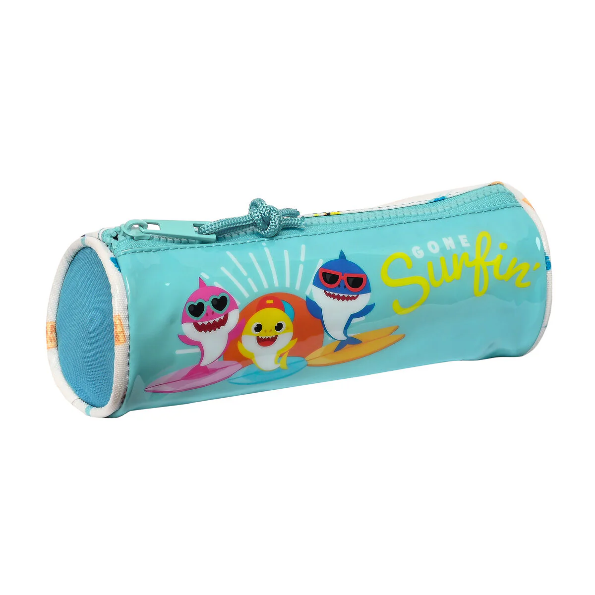 Bild von Schulmäppchen Baby Shark Surfing Blau Weiß 20 x 7 x 7 cm