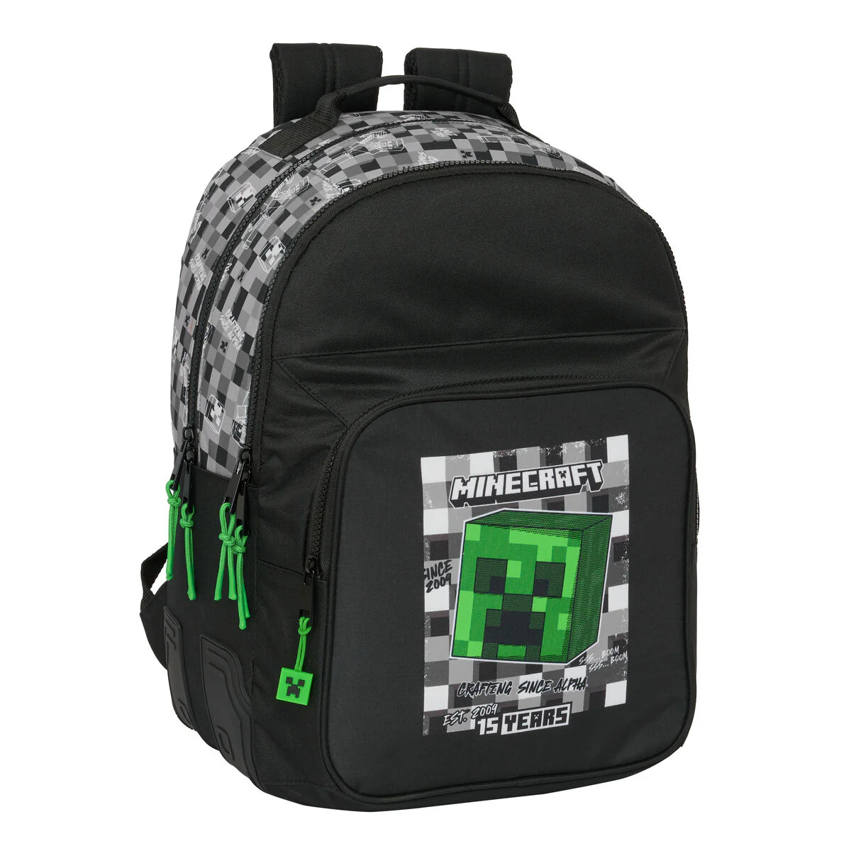 Bild von Schulrucksack Minecraft Schwarz grün Grau 32 x 42 x 15 cm
