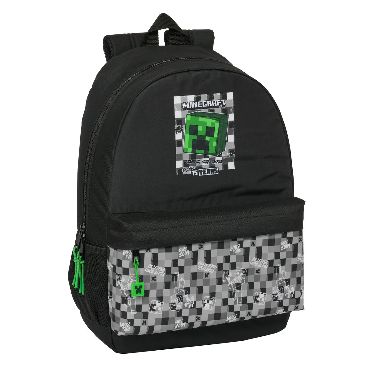 Bild von Schulrucksack Minecraft Schwarz grün Grau 30 x 46 x 14 cm