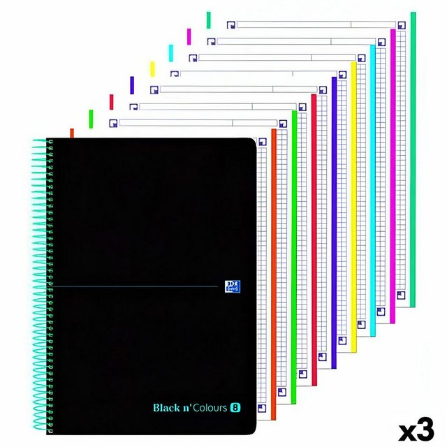 Bild von OXFORD Notizbuch, Notizbuch-Set Oxford Black n Colours Schwarz türkis A4+ 160 Blatt (3