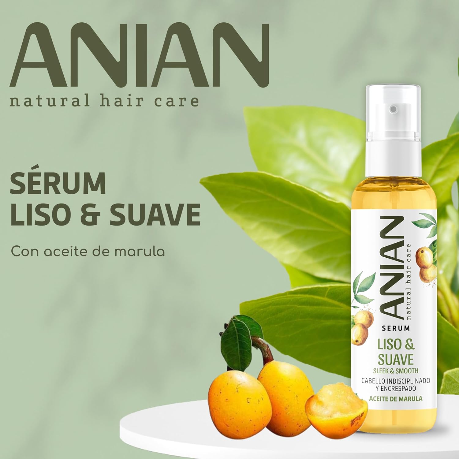 Bild von ANIAN Glattes und weiches Serum, 100 ml, für glattes, diszipliniertes und krauses Haar, mit Marulaöl, nährt und spendet Feuchtigkeit in der Tiefe, versiegelt die Spitzen, hilft bei der Bekämpfung von