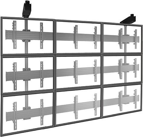 Bild von CHIEF - 3x3 Videowall Deckenhalterungssystem (42-46), Mikrojustierbar, Breite x 100 bis 400, max. Displayhöhe 686mm, 38,5Kg á Display, schwarz - Deckenplatte sowie Säule müssen separat bestellt werden (LCM3X3U)