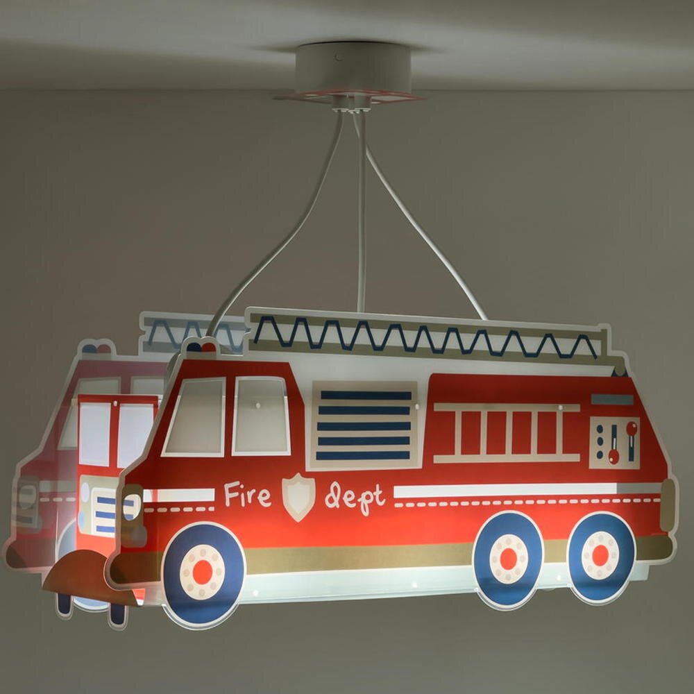 Bild von Dalber Lampe kinderzimmer, kinderlampe Pendelleuchte Hängelampe, Deckenleuchte Kinder, Deckenlampe kinderzimmer Fire Truck Feuerwehrauto Police, Deckenlampe Kinderzimmer, 60610, E27