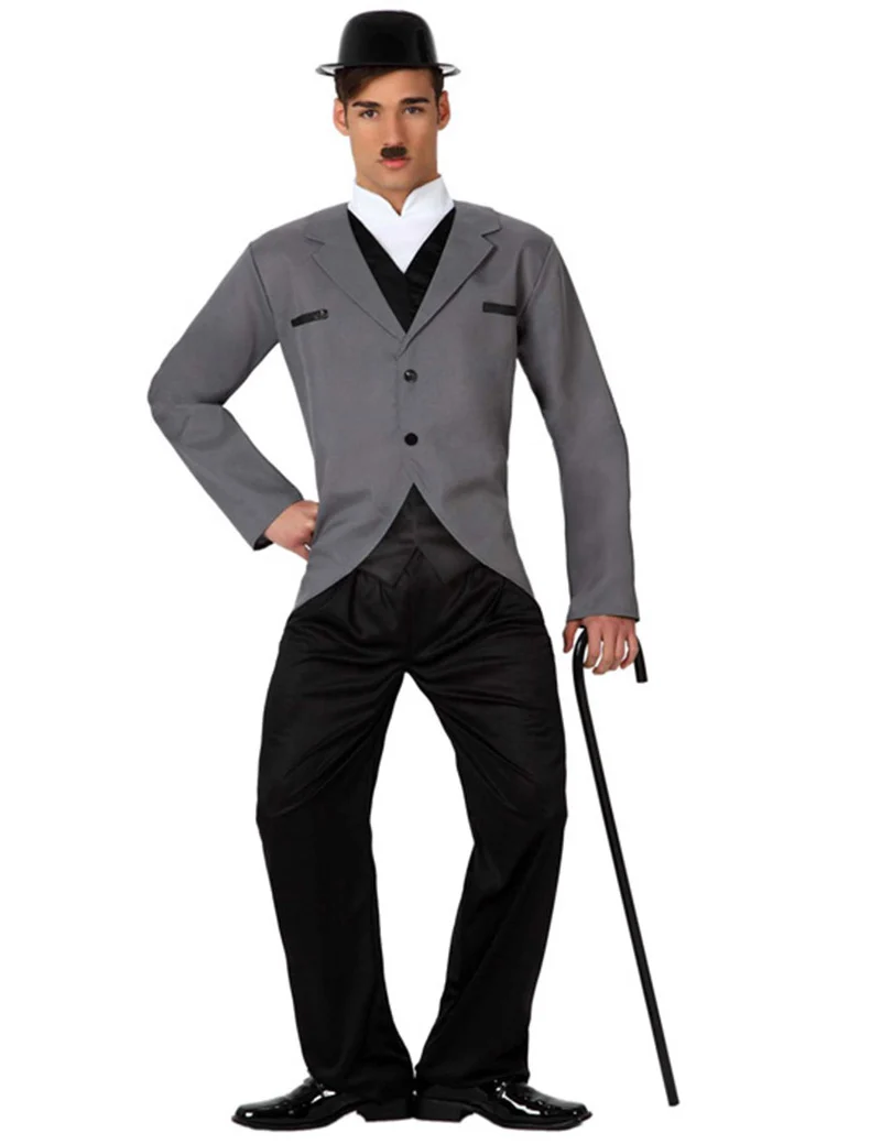 Bild von Slapstick-Künstler - Kostüm für Herren grau-schwarz