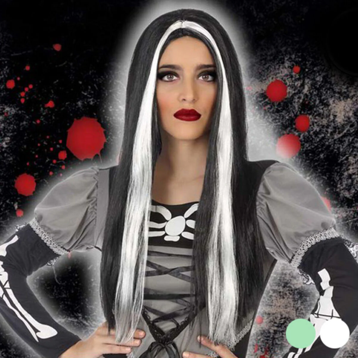 Bild von Halloween Perücke 118189 (60 cm) Weiß Schwarz grün