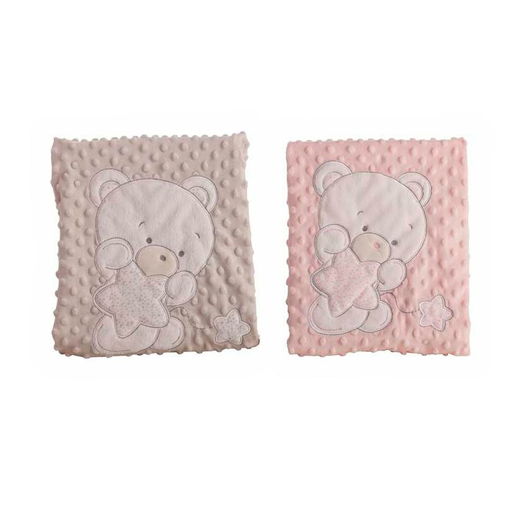 Bild von Bigbuy Fun Baby Double Embroidered Bear Blanket 100x75 Cm Rosa