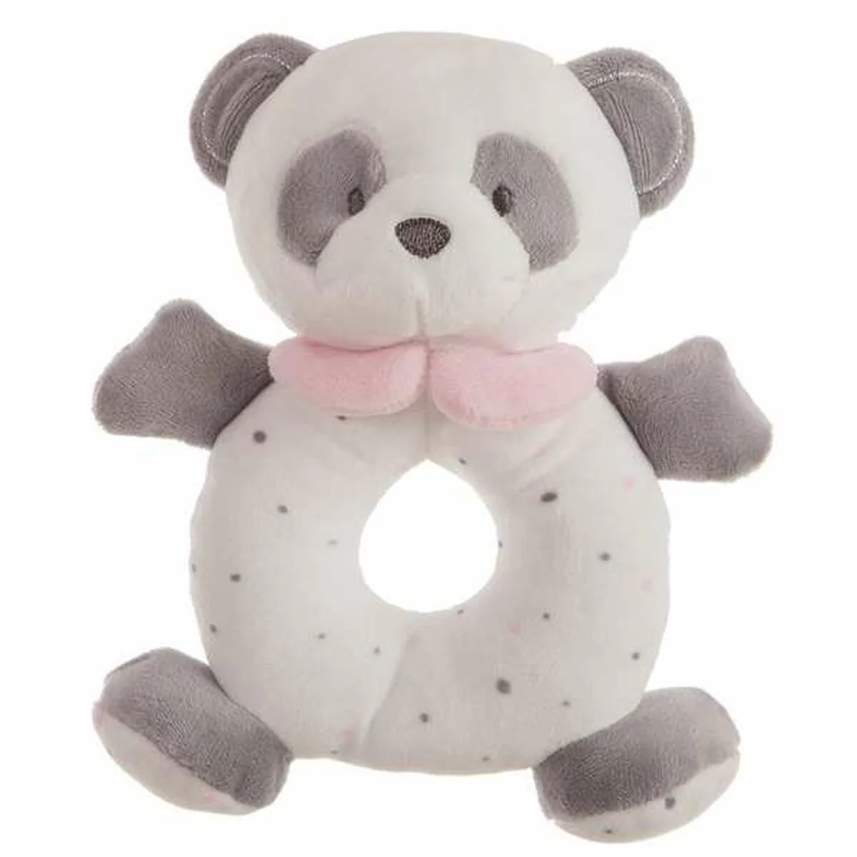 Bild von Plüschtier mit integrierter Rassel Pandaknochen Rosa 20 cm