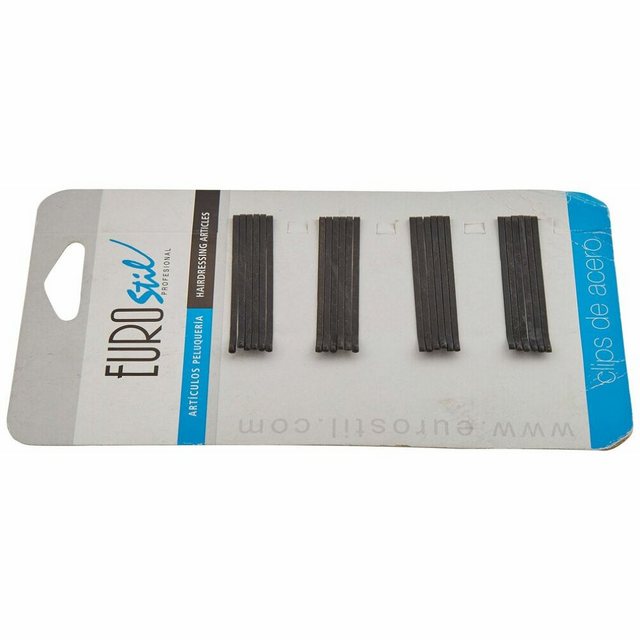 Bild von Haarspangen Eurostil 24 Clips 50 mm Schwarz (24 pcs)