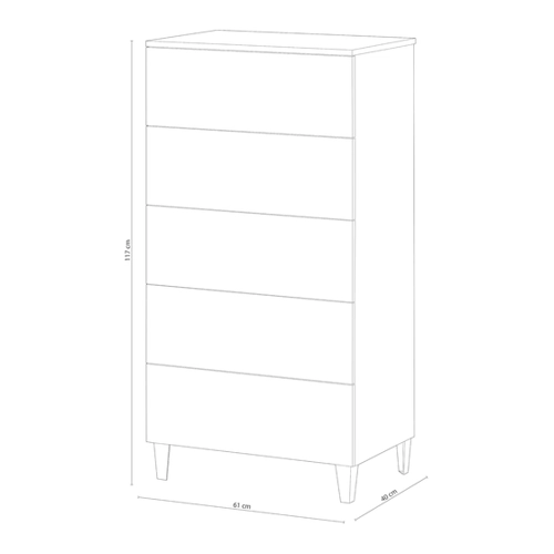 Bild von FORES HABITAT Kommode in Weiß glänzend - 61x117x40 cm