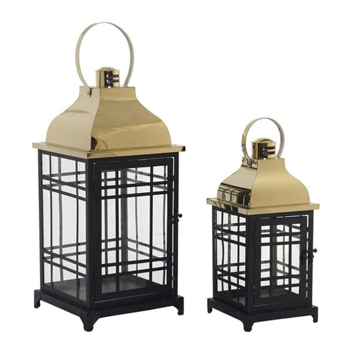 Bild von DKD Laterne Home Decor - Elegante Glaslaterne in Schwarz und Gold