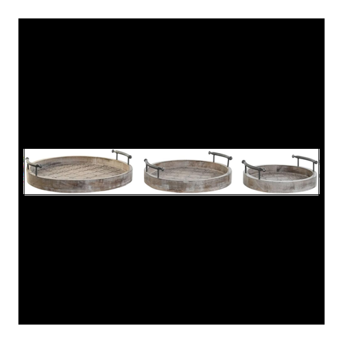 Bild von Tablettset DKD Home Decor: Weiß, Schwarz und Natürlich – Metall und Mango-Holz