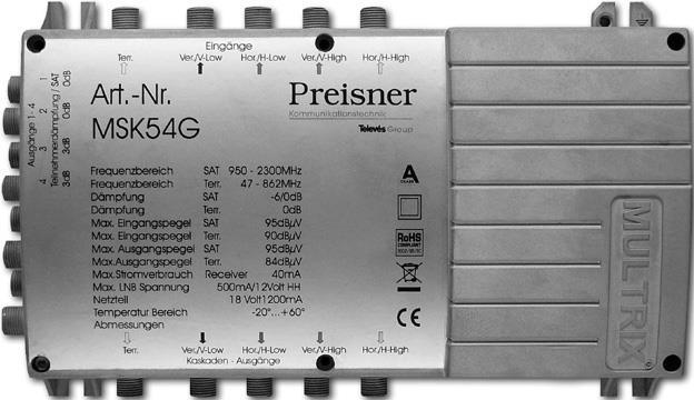Bild von Televes MSK54G Kabel-Splitter-/Verbinder Grau Kabelspalter oder -kombinator (95 dB, Stecker und Verbinder), Antennenkabel