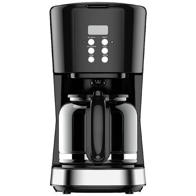 Bild von SOGO Programmierbare Tropf-Kaffeemaschine, auslaufsicher, Kaffeemaschine mit Glaskanne, 12 Tassen, 1,5 l, Schwarz, BPA-frei, 900 W (SS-5670)