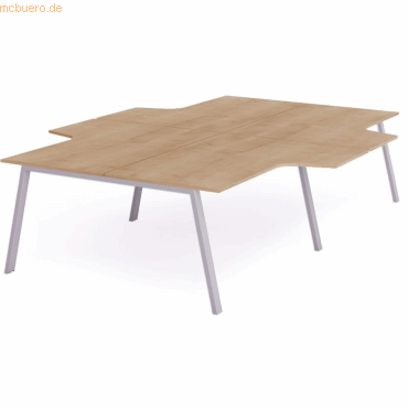 Bild von Rocada, Schreibtisch, Mehrfacharbeitstisch Blanca L-Form BxTxH 320x163x240x73cm Gestell grau Platte Melamin buche