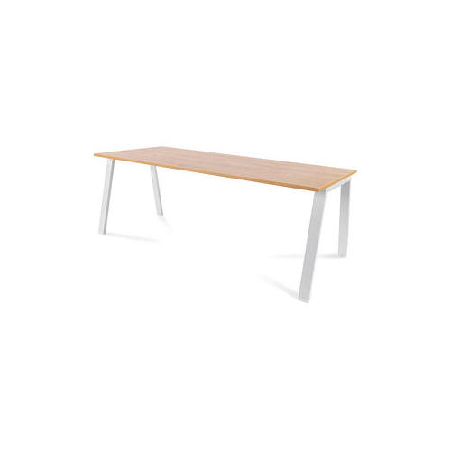 Bild von rocada BLANCA Schreibtisch eiche/weiß rechteckig, 4-Fuß-Gestell weiß 200,0 x 80,0 cm