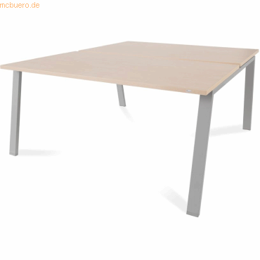 Bild von Rocada, Schreibtisch, Mehrfacharbeitstisch Blanca BxTxH 160x163x73cm Gestell grau Platte Melamin buche