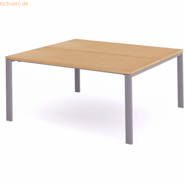 Bild von Rocada, Schreibtisch, Mehrfacharbeitstisch Total BxTxH 180x163x73cm Gestell grau Platte Melamin buche