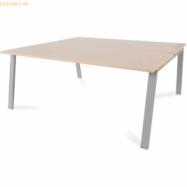 Bild von Rocada, Schreibtisch, Mehrfacharbeitstisch Blanca BxTxH 180x163x73cm Gestell grau Platte Melamin buche