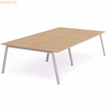 Bild von Rocada, Schreibtisch, Mehrfacharbeitstisch Blanca BxTxH 320x163x73cm Gestell grau Platte Melamin buche