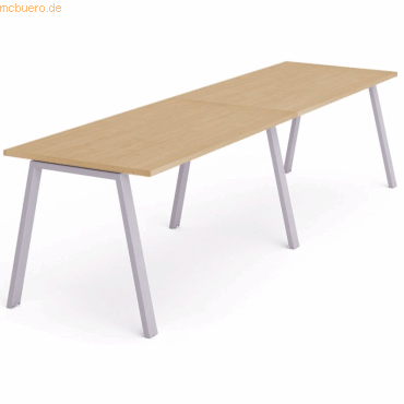 Bild von Rocada, Schreibtisch, Mehrfacharbeitstisch Blanca BxTxH 320x80x73cm Gestell grau Platte Melamin buche