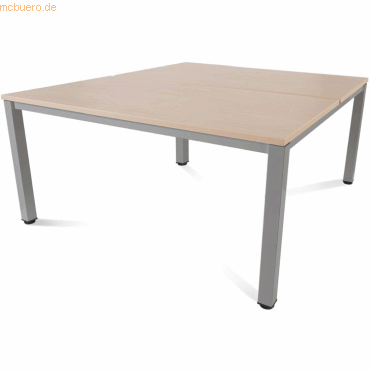 Bild von Rocada, Schreibtisch, Mehrfacharbeitstisch Executive BxTxH 160x163x73cm Gestell grau Platte Melamin buche