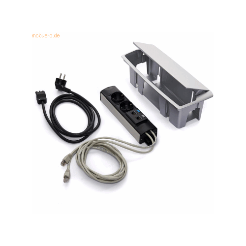 Bild von Rocada Steckdosenbox 2xSchuko + 1x2RJ45 grau