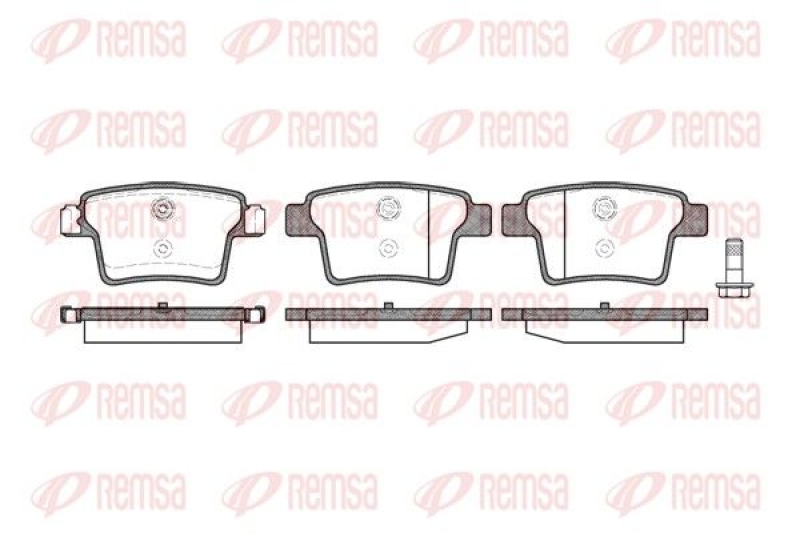 Bild von REMSA 1149.10 Bremsbelagsatz Bremsbeläge, Bremsklötze, Bremssteine Hinterachse mit Klebefolie, mit Schrauben mit Zubehör FORD: MONDEO 3